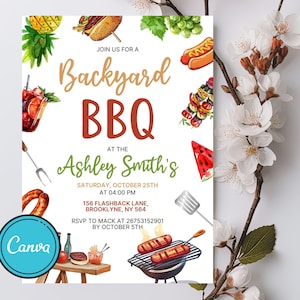 Editable Backyard Bbq Birthday Invitation, Barbeque Birthday Invitation, Bbq Invitation, Bbq Birthday Invitation, Invitation Template