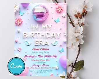 Birthday Era Invitation: Friendship Bracelet Music Party (Canva Editable, Digital Download)