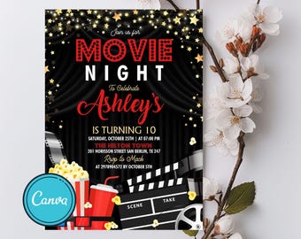 Editable Movie Night Invitation: Backyard Sleepover Invite (Digital Download)