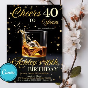 Whiskey Birthday Invitation: Editable Scotch & Cognac Party Invite (Digital Download)
