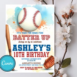 Baseball Birthday Invitation, Baseball Invites, Instant Download Baseball Invitations, Editable Digital File