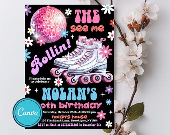 Glow Roller Skating Birthday Invitation: Gender Neutral Party (Digital Invitation)