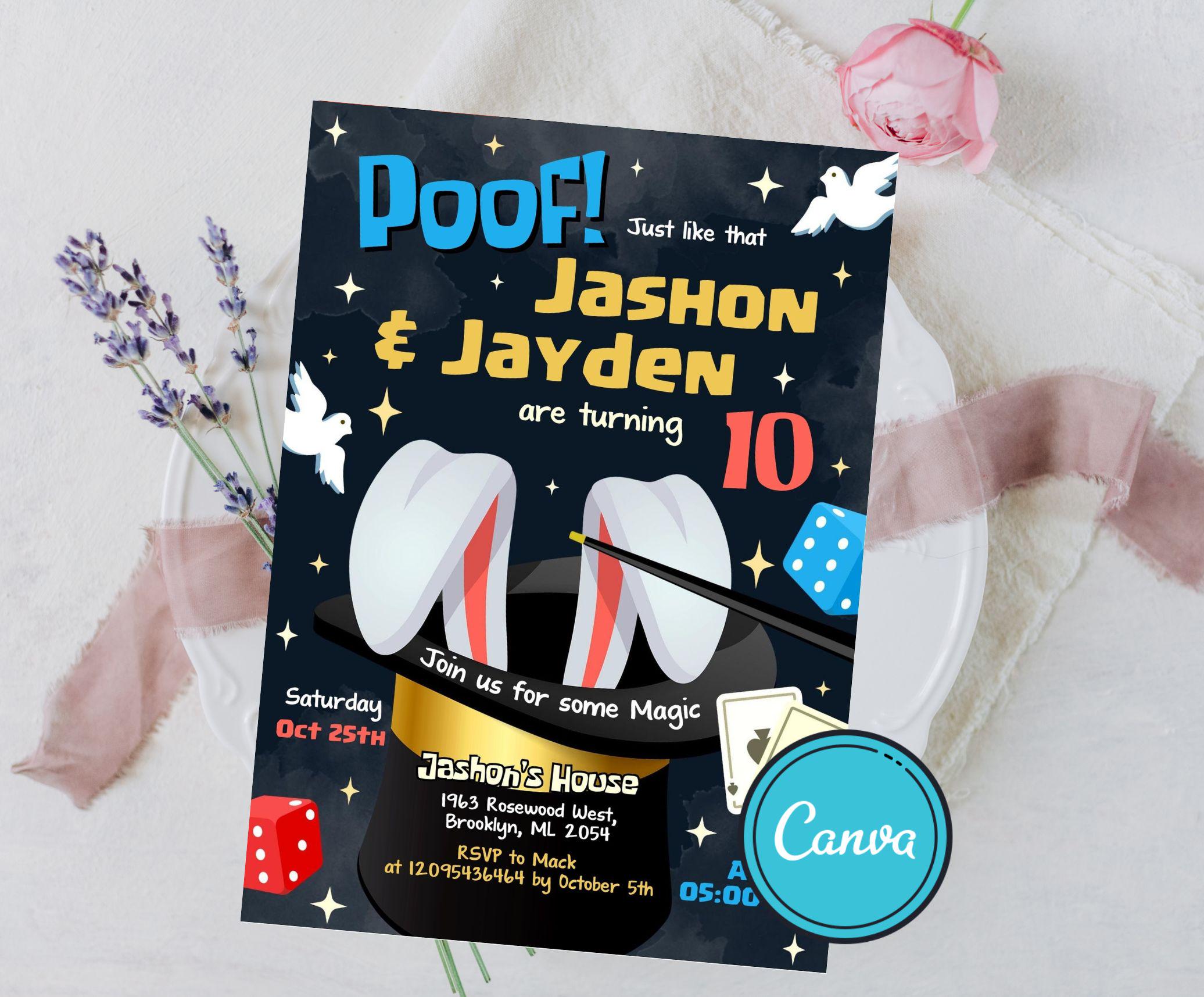 24k Magic Invite Editable Magic Birthday Invitation: Magician Party (instant Download ...