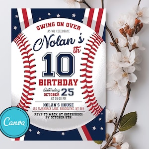 Invito di compleanno di baseball, inviti di baseball, invito di compleanno sportivo, inviti di baseball con download immediato, file digitale