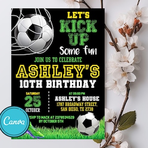 Editable Soccer Birthday Invitation, Soccer Invitation Template, Boy Birthday Party Invite, Soccer Party Invitation, Digital Download