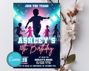 Editable Soccer Birthday Invitation: Canva Template (Digital)