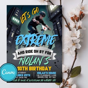 Editable BMX Birthday Invitation, Bike Race Party, BMX Racing Birthday Invite, BMX Bike Track, Digital Template