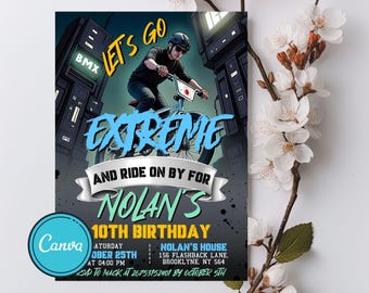 Editable BMX Bike Birthday Invitation: Race Party (Digital Template)