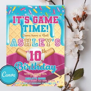 Baseball Drip Birthday Party Invitation, Baseball Birthday Invite, Baseball Drip, Sports Party for Any Age, Softball Drip, Digital Download