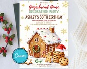 Gingerbread House Party Invitation, Christmas Cookie Party Invite, Gingerbread Decorating Birthday Invitation, Holiday Cookie Decorate