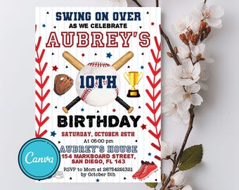 Editable Baseball Birthday Invitation: Sports Party, Rookie of the Year (Digital Printable)