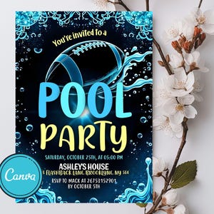 Football Pool Party Invitation: Editable Sports Birthday, Canva (Digital Download 5x7 in PDF/JPEG Template)