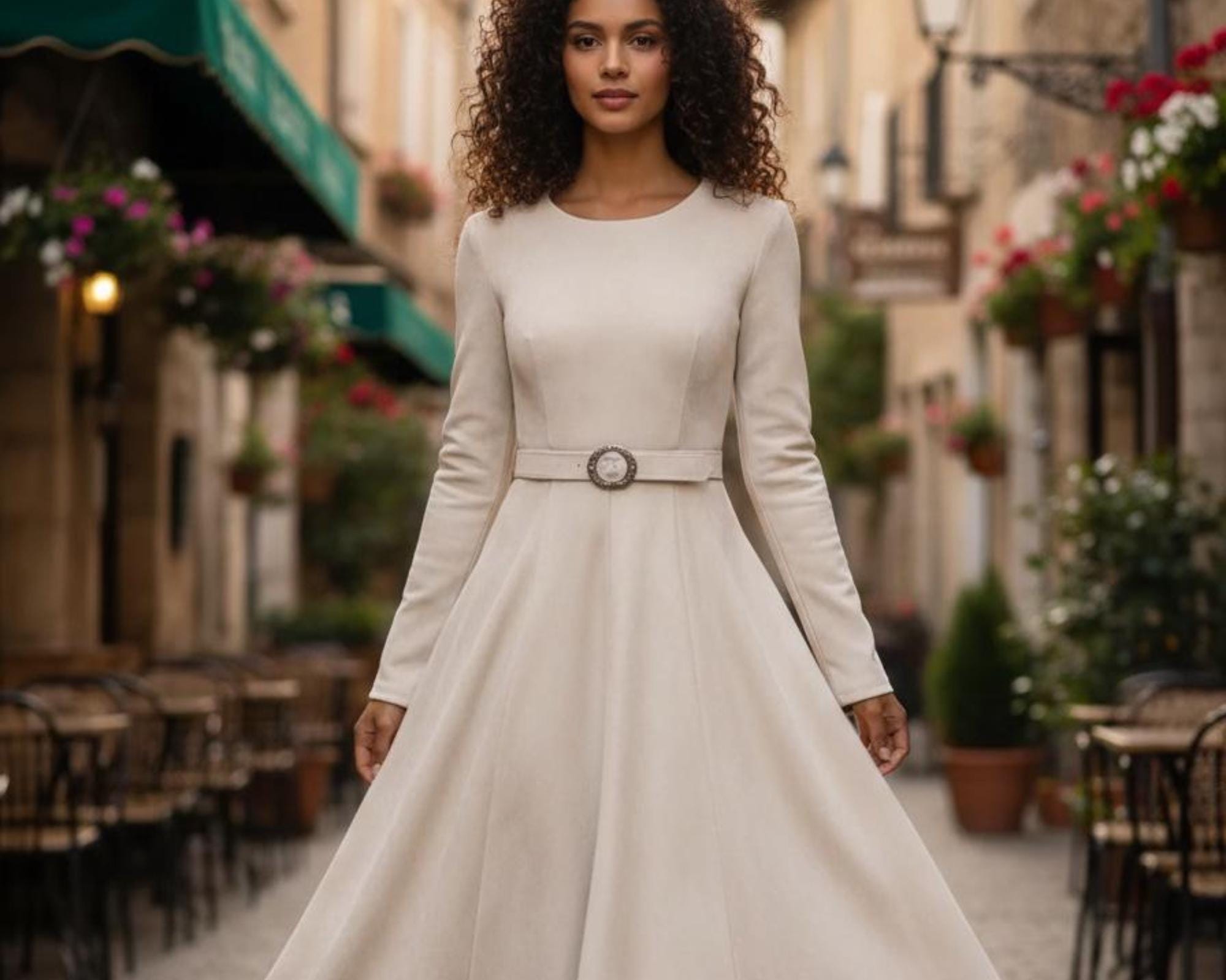 handcrafted cream midi dress Handmade Cream Cotton Midi Dress Square Neck Sleeveless A-Line