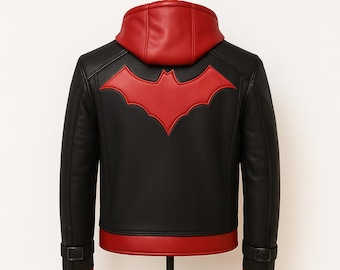 Rote Kapuzenlederjacke | Arkham Knight Cosplay Kostüm