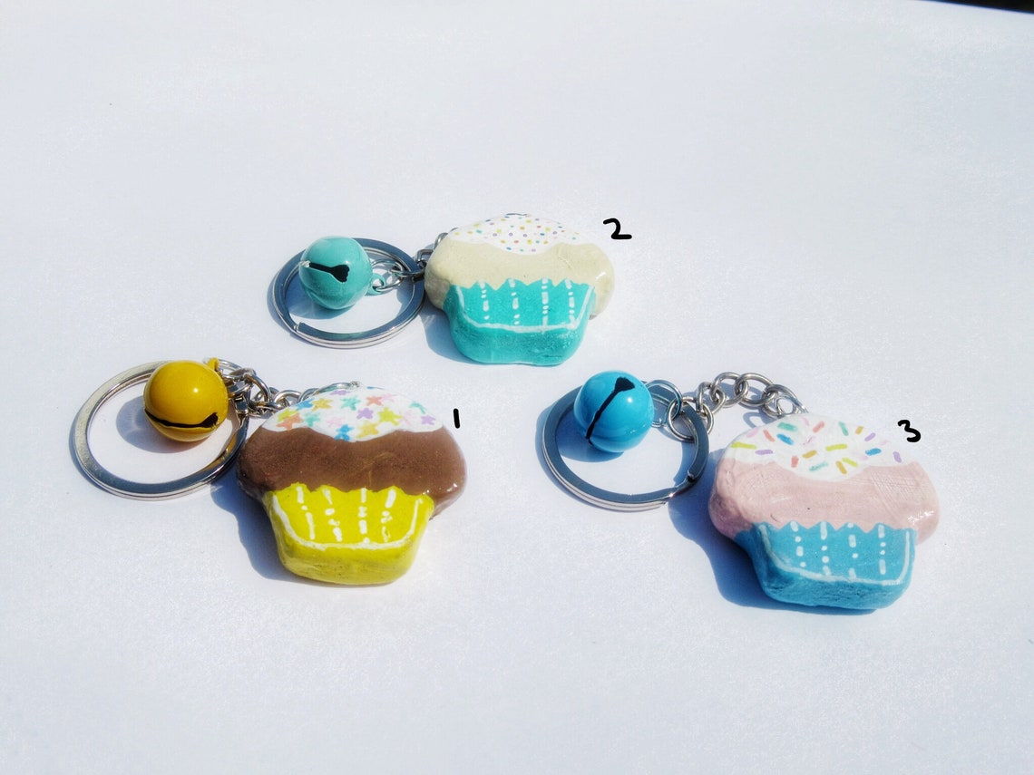 Cupcake Charm Keychain Etsy