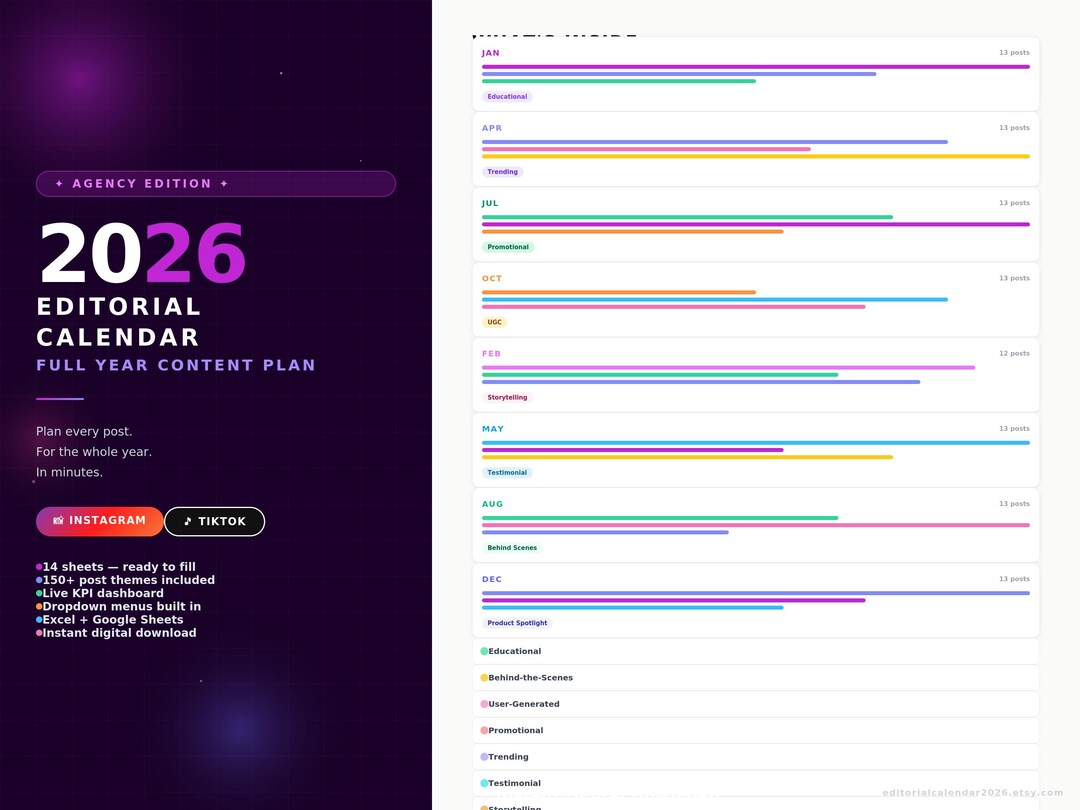2026 Social Media Editorial Calendar - Etsy