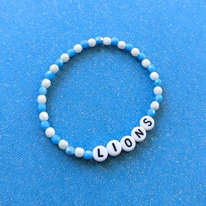 Pulsera elástica con cuentas de cristal de los Detroit Lions / Joyería azul Honolulu para fanáticos de los Lions