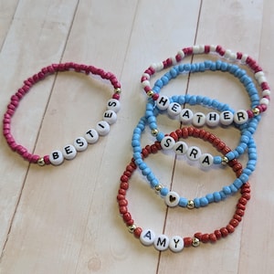Custom Beaded Friendship Bracelet: Personalized Name, Bridesmaid Gifts