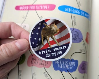 Dan and Phil Sticker | Golden Pig This Man Ate My Son Small Glossy Sticker