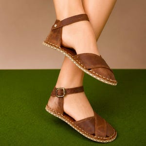 Handmade Leather Sandals, Minimalist Barefoot Sandals, Grounding Sandals, Women Leather Sandals, Greek Sandals, Natural Leather Shoes image 7