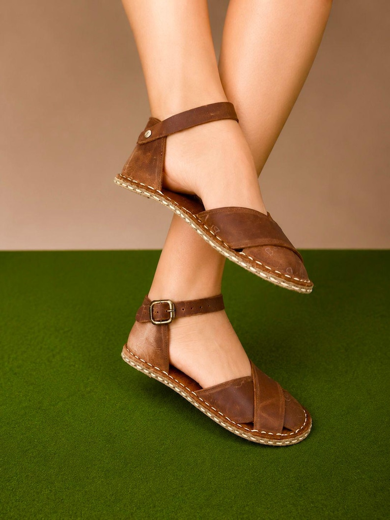 Handmade Leather Sandals, Minimalist Barefoot Sandals, Grounding Sandals, Women Leather Sandals, Greek Sandals, Natural Leather Shoes image 7