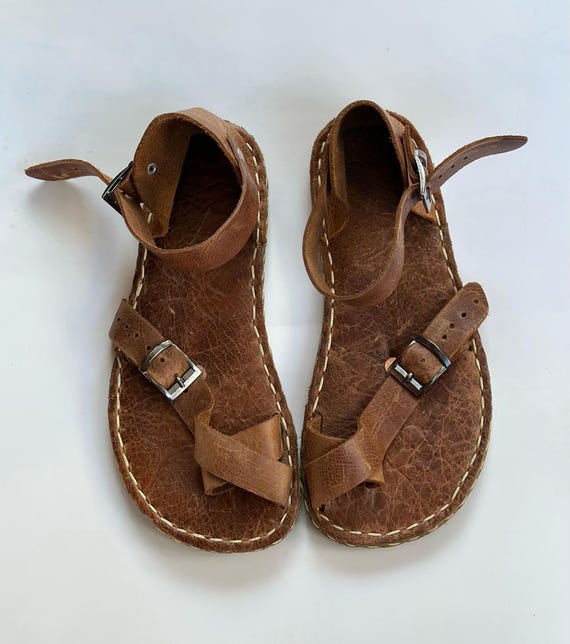 Mens Brown Leather Sandals, Handcrafted Sandals Men, Open Toe Sandals, Summer Leather Shoes