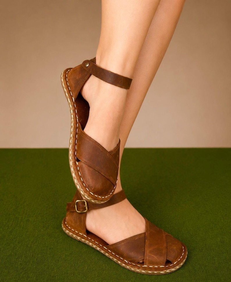 Handmade Leather Sandals, Minimalist Barefoot Sandals, Grounding Sandals, Women Leather Sandals, Greek Sandals, Natural Leather Shoes image 1