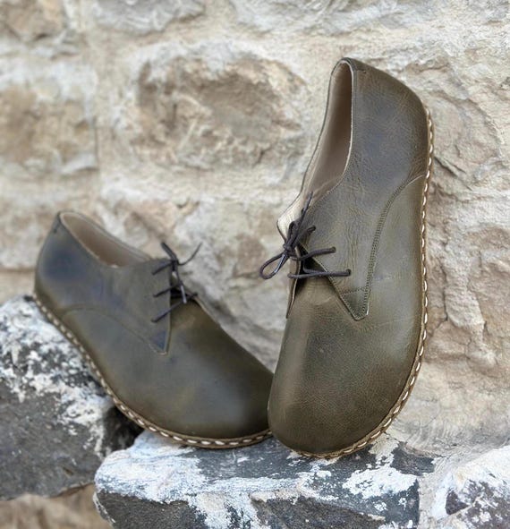 olive green women's dress shoes Womens Leather Lace Up Shoes, Handmade Turkish Yemeni, Minimalist Barefoot Shoes, Comfortable Casual with Copper Detail swimwear