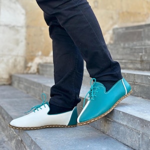 Women&#39;s Colorful Leather Slip Ons,Barefoot Shoes, Oxford Leather Handmade Turkish Yemeni Shoes,Earthing Shoe Copper Natural,Colorful,