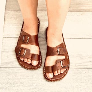 Barefoot Sandals Women, Grounding Sandals For Women, Earthing Slipper With Copper Rivet, Minimalistic Flat Sandals | Antique Brown