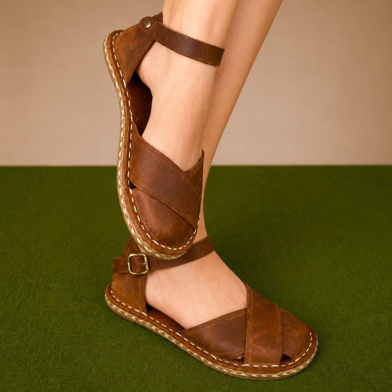 Handmade Leather Sandals, Minimalist Barefoot Sandals, Grounding Sandals, Women Leather Sandals, Greek Sandals, Natural Leather Shoes image 4
