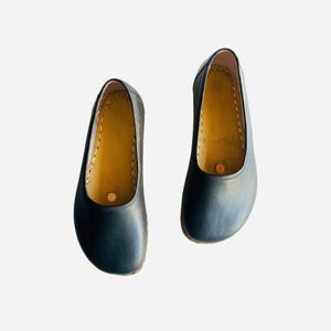 Bailarinas negras de piel para mujer, mocasines hechos a mano, zapatos minimalistas tipo bailarina, suaves y cómodos, zapatos para el día a día.