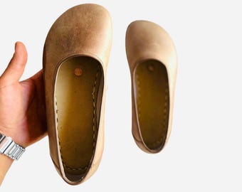 Erdungsschuhe Damen, Mokassins Damenschuhe, Barfußschuhe mit Kupfer, Erdungsschuhe, Leder flache Schuhe, Natur | Weitblick