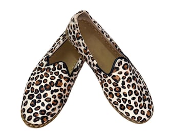 Handmade Leopard Print Leather Slip-Ons: Turkish Flat Shoes
