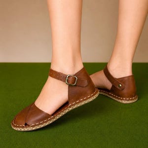 Handmade Leather Sandals, Minimalist Barefoot Sandals, Grounding Sandals, Women Leather Sandals, Greek Sandals, Natural Leather Shoes image 3