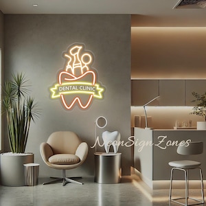 Custom Dental Clinic Neon Sign: Dentist Office Decor, Tooth Light