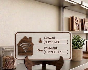 Op maat gemaakt houten wifi-bord | Gepersonaliseerd wifi-wachtwoordbord | Airbnb Hotel Cafe Inrichting | Lasergegraveerd houten netwerkbord | Housewarmingcadeau