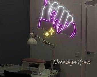 Niestandardowy neon LED do zdobienia paznokci, oświetlenie okien salonu piękności, dekoracja ścienna do manicure