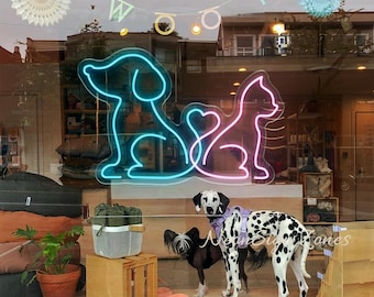 Custom Dog Cat Heart neonreclame led-licht voor dierenwinkel of trimsalon