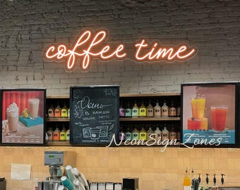 Coffee Time Neon Sign – LED Wall Light for Coffee Bar, Kitchen Décor, Café Decor or Gift for Coffee Lovers,Custom Coffee Neon Sign