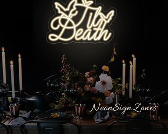 Till Death Neon Sign,Custom Wedding Neon Sign, Custom Bat Neon Light, Dark Academia Decor,Wedding/Bar Party Backdrop Wall Decor Wedding Gift