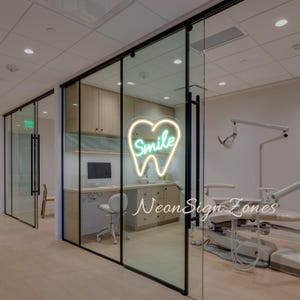 Smile Tooth Neon Sign: LED Dental Clinic Decor, Kids Room Light