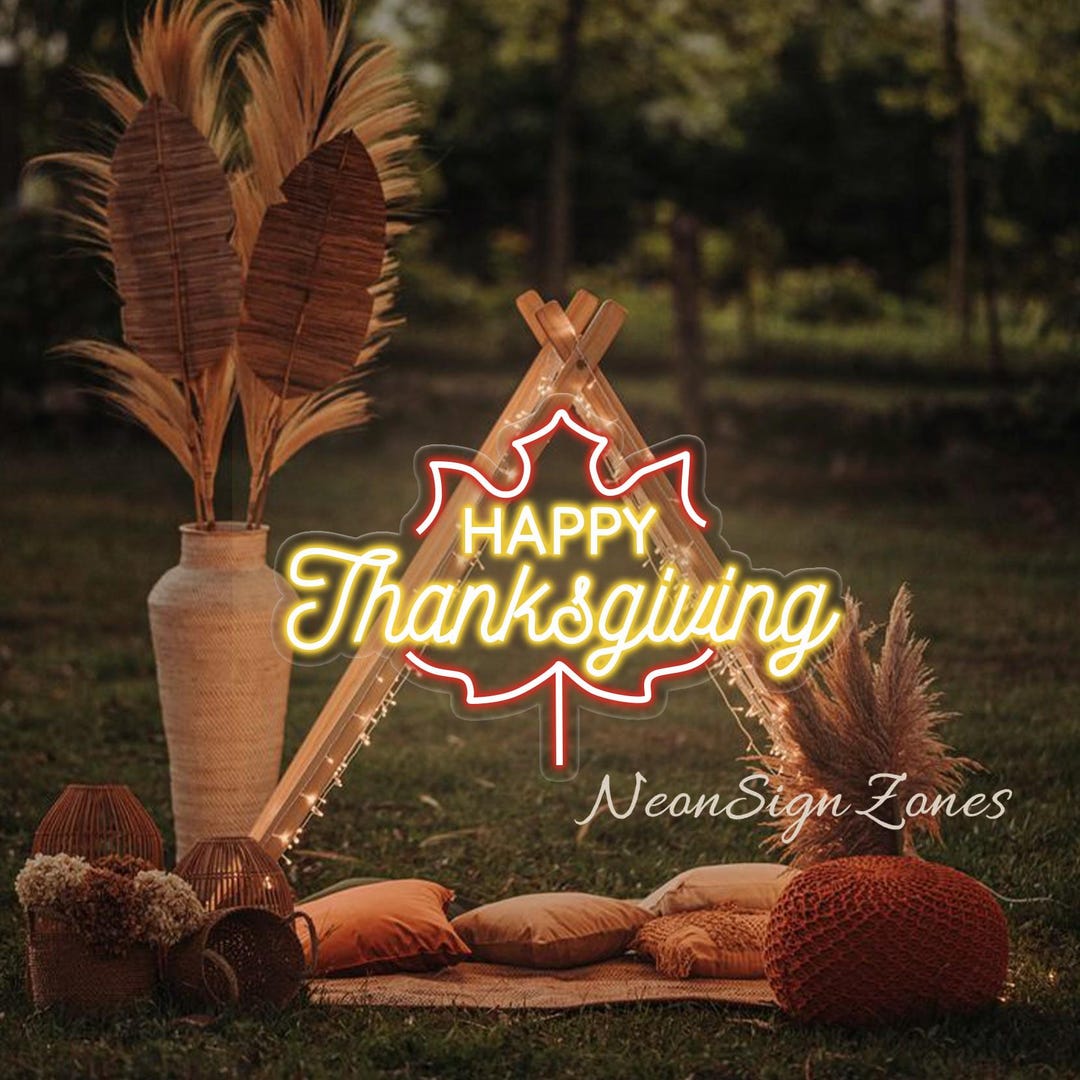 Happy Thanksgiving LED Neon Sign Wall Light Holiday Decor for Home or ...