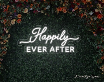 Happly Ever After Leuchtreklame, Hochzeit Hintergrundlicht, Benutzerdefinierte LED-Schild für den Empfang, Verlobungsfeier, Jubiläumsdekor, Paar-Neonlicht