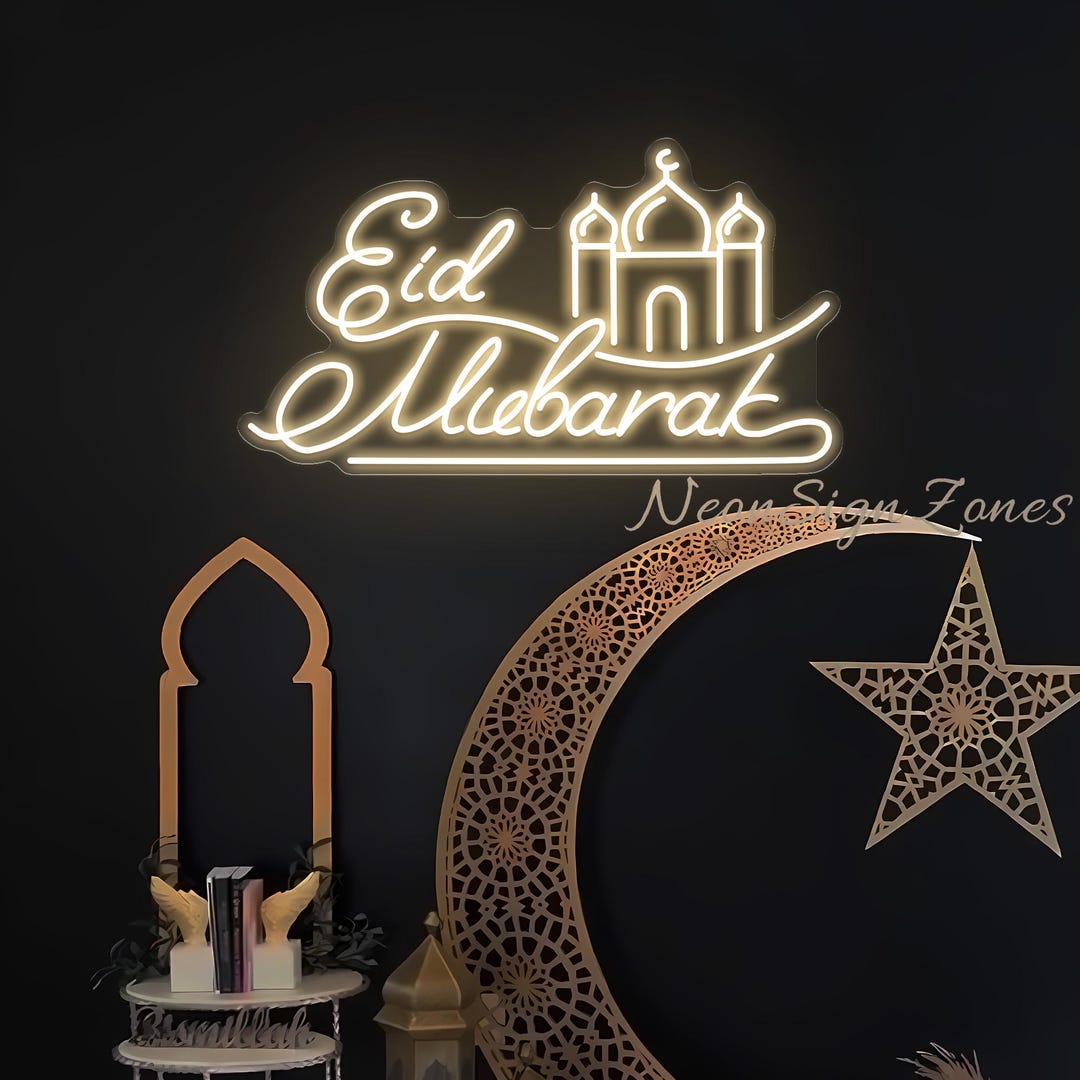 Custom Eid Mubarak LED Neon Light Muslim Gift for Family Ramadan Kareem ...