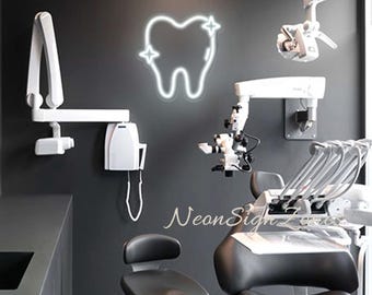 Lampe néon dent pour décoration de cabinet dentaire, enseigne murale LED mignonne pour clinique de dentiste, chambre d'hygiéniste ou chambre d'enfants, néon personnalisé