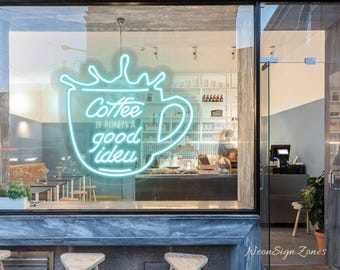 Coffee Is Always a Good Idea Neon Sign – LED Coffee Cup Wall Light, Funny Cafe Kitchen Decor, Home Espresso Bar Sign, Gift for Coffee Lovers