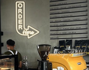 Bestel hier Arrow-neonreclame: café, restaurant directioneel led-decor