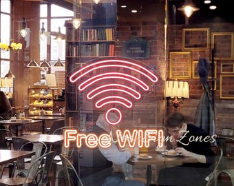 Free WiFi LED Neon Sign: Cafe Bar Shop Wireless Decor
