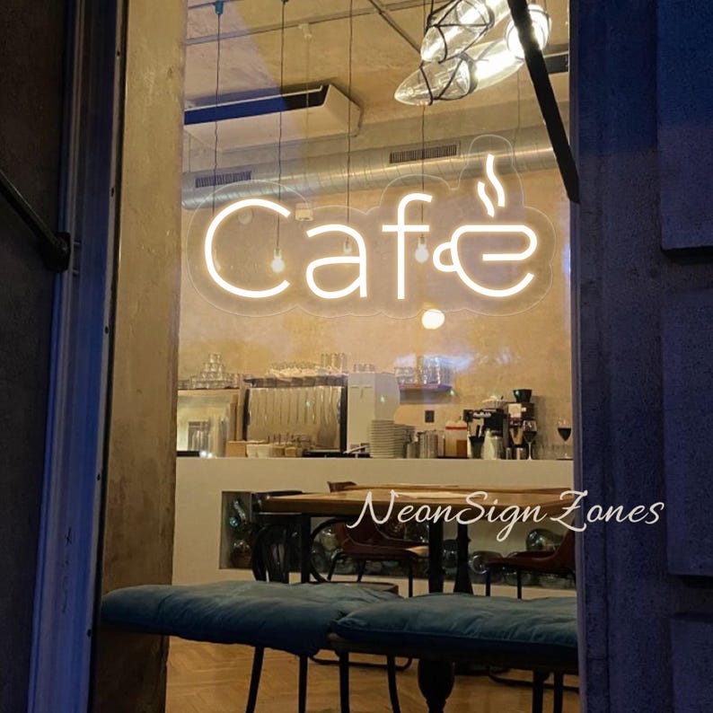 Cafe Neon Sign: LED Coffee Shop Decor, Custom Options - Etsy